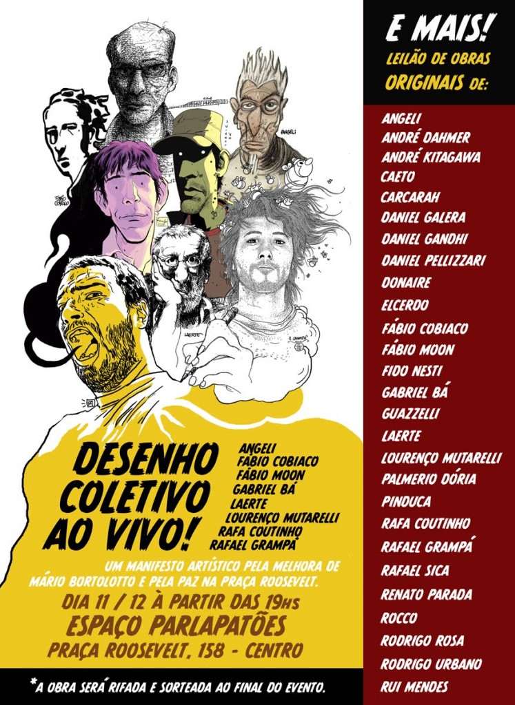 Angeli, Laerte, Rocco e Rodrigo Rosa se unem em Manifesto artístico pela melhora de Mário Bortolotto e pela paz!