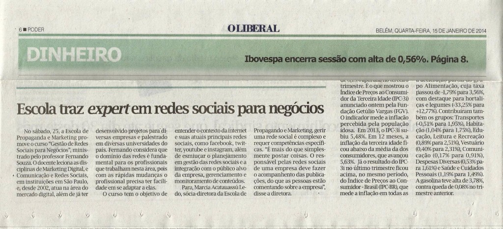 Jornal o Liberal - Redes Sociais para Negocios - Fernando Souza